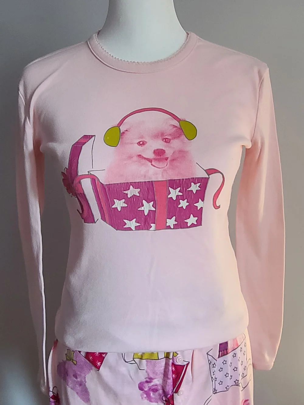 GAP Pink Bear Headphone Pocket Pajama Set Size 14 Girls